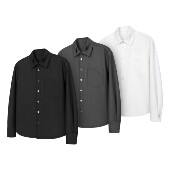 衬衫 DESERTO 基础解构TR混纺天然贝壳扣折领折袋休闲纯色长袖 男