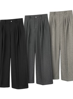 DESERTO 700G重磅自发热毛呢三褶位烫线A字型垂感秋冬西裤休闲裤