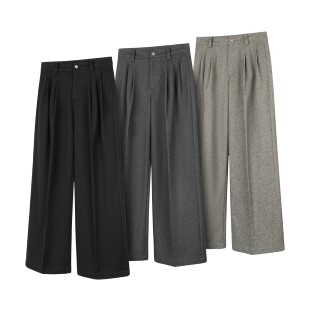 休闲裤 DESERTO 700G重磅自发热毛呢三褶位烫线A字型垂感秋冬西裤