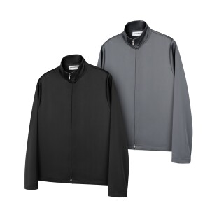 DESERTO 醋酸混纺丝滑缎感长袖高领薄打底衬衫外穿拉链衬衣内搭男