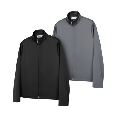 DESERTO 醋酸混纺丝滑缎感长袖高领薄打底衬衫外穿拉链衬衣内搭男