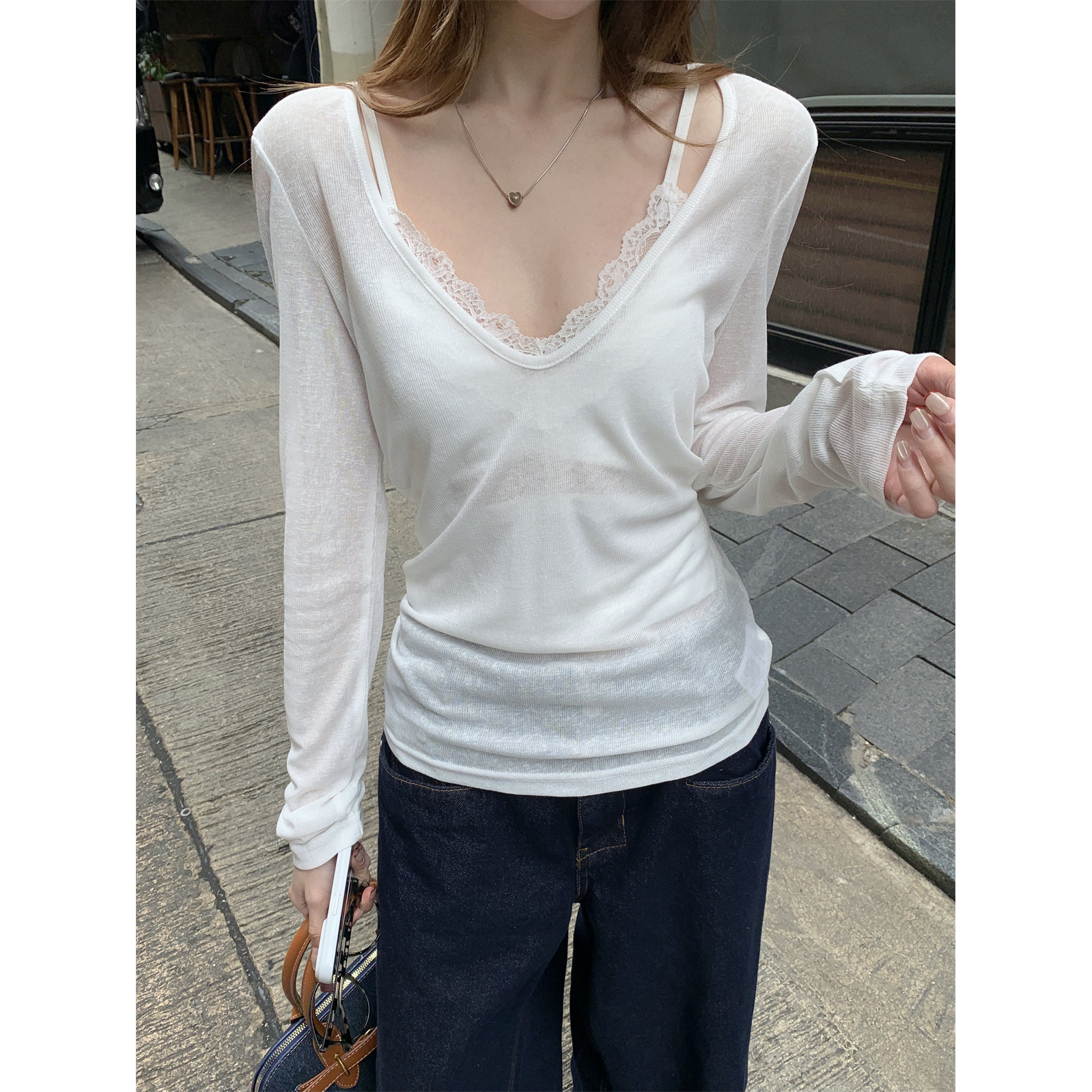 仙女V领天丝防晒罩衫夏季上衣长袖女