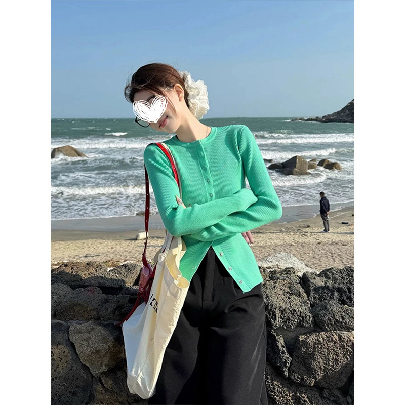 针织开衫女修身显瘦长袖外套上衣