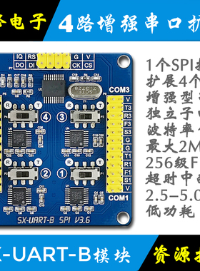串口扩展模块 SPI扩展4路 串口卡 UART WK2124 TTL 232 替 CH9344