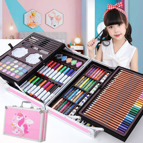 沃知儿童玩具女孩生日礼物6-10岁小学生绘画工具24色水彩笔画画套