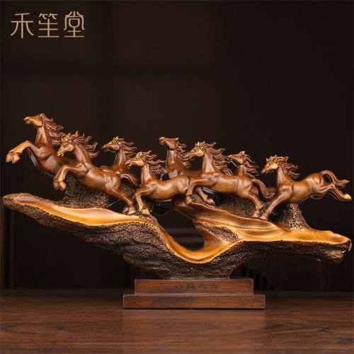 禾笙堂八骏雄风马摆件招财工艺品办公室客厅电视柜摆设乔迁公司开