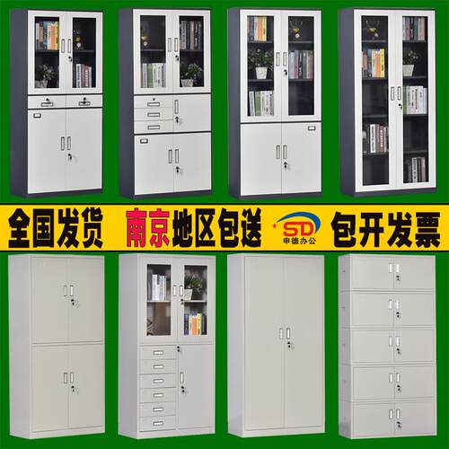 南京铁皮柜a4文件柜资料书柜财务凭证档案柜带锁工具收纳储物柜子
