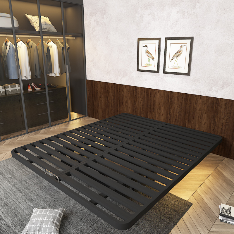 2022新款无床头悬浮床钢架铁艺床现代简约双人床1.5米1.8感应灯带