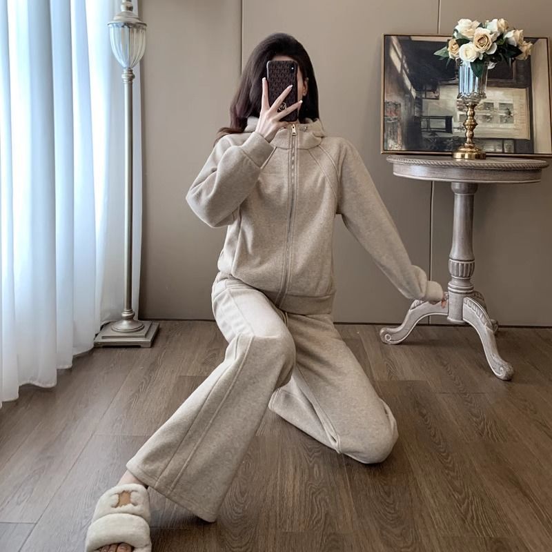现货高级感薄款套装女早秋2026新款慵懒风宽松卫衣卫裤两件套#883