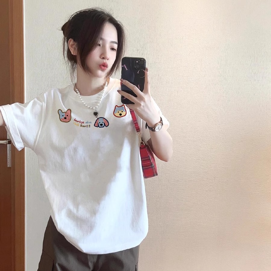 重磅纯棉白色短袖t恤女2025新款爆款夏季宽松设计感小众百搭上衣