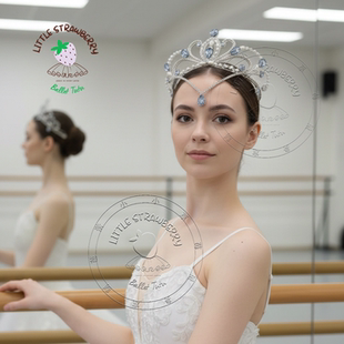 芭蕾额饰皇冠一体冠蓝鸟变奏珍珠水晶芭蕾变奏头饰纯手工定制