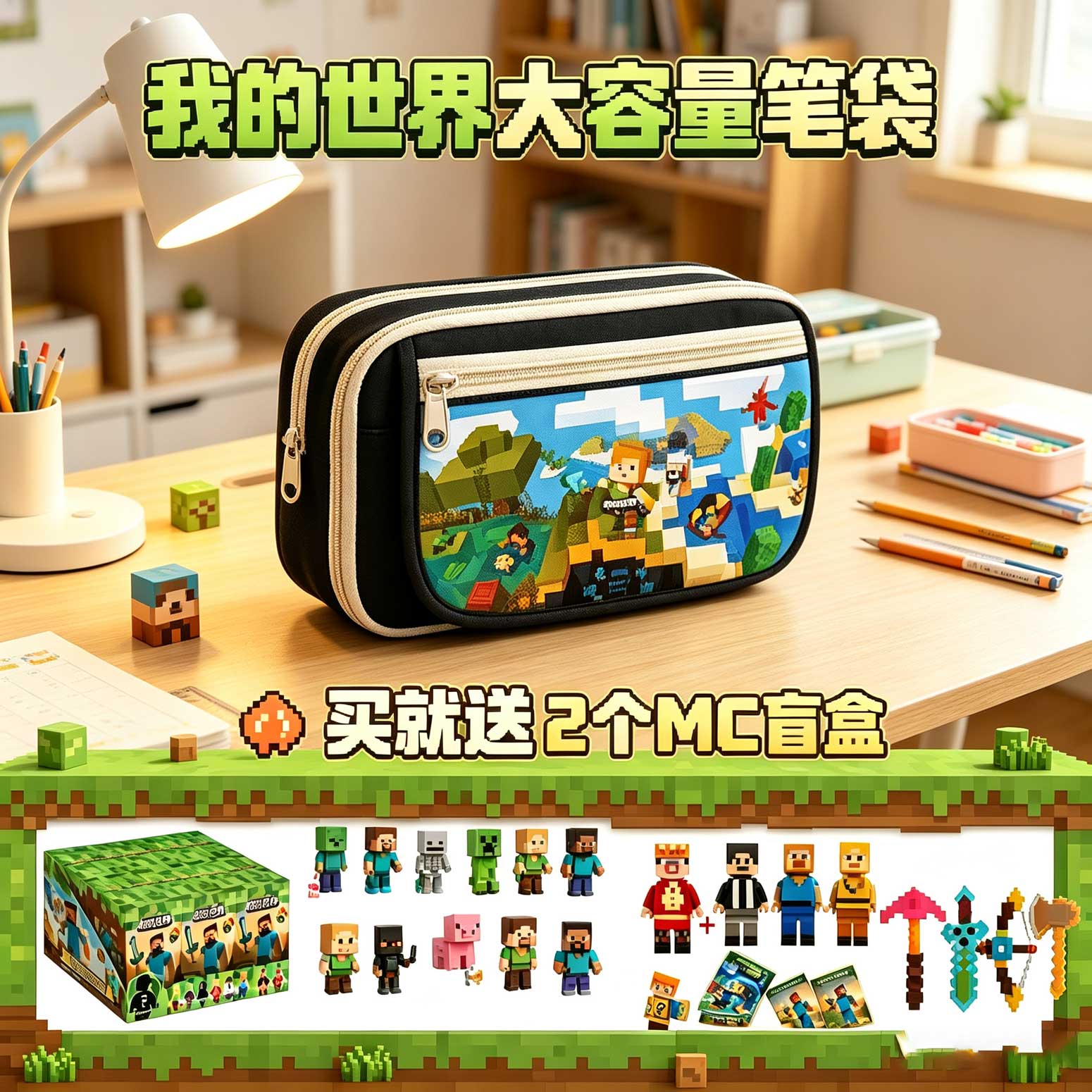 我的世界大容量多层笔袋送盲盒图片