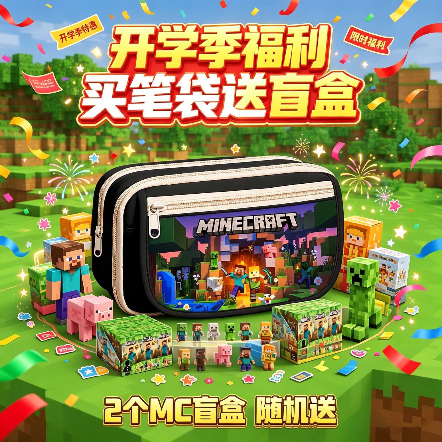 我的世界大容量多层笔袋送盲盒图片