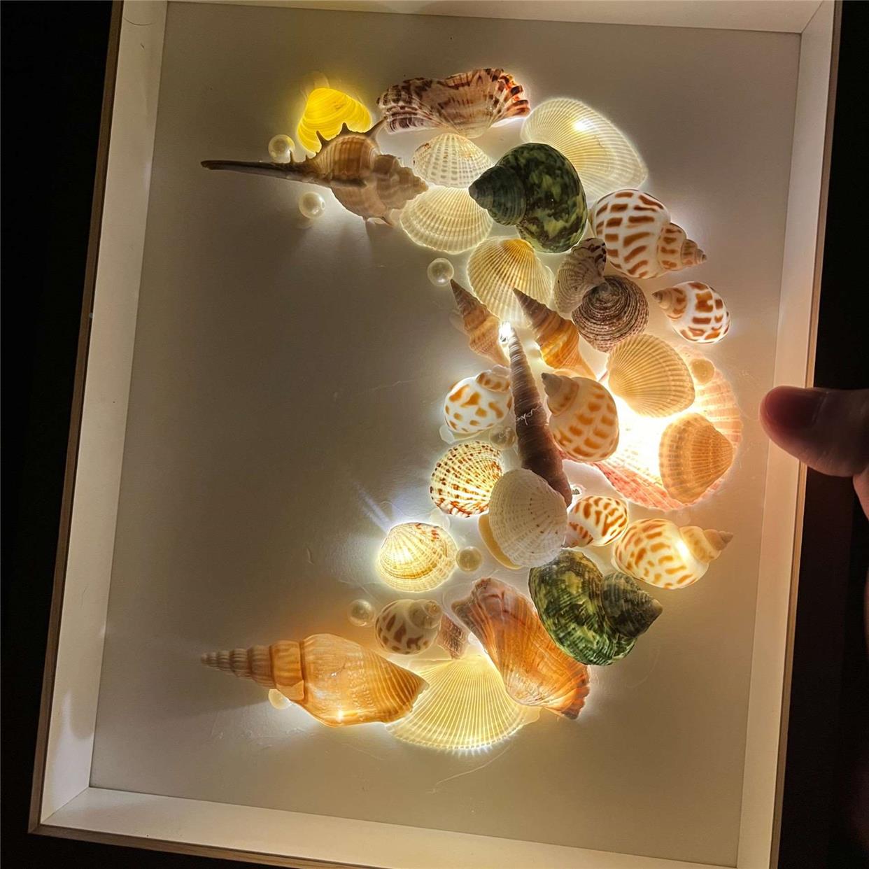 手工diy贝壳小夜灯材料包自制海螺相框画创意摆件送女友闺蜜礼物