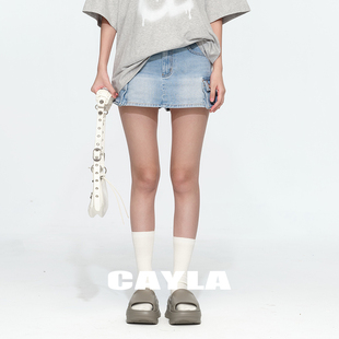 柔软透气舒适24SS085 CAYLA休闲百搭牛仔裙半身裙裤 清仓5折购