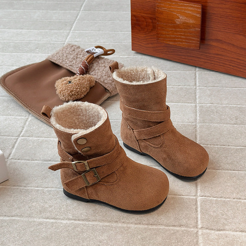 2026情荐潮流女童高帮加绒保暖大棉靴2025冬季新款软底美拉德绒面,女鞋,时尚雪地靴,淘宝优惠券,粉丝福利购,淘宝优惠卷