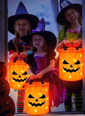 Halloween Trick Or Treat Bucket LED Light Basket For Thanksg