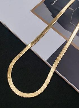 New 925 Sterling silver 18K Gold 4MM Flat chain Necklace for