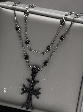 Cross necklace for men women十字架双层项炼时尚嘻哈男女饰品