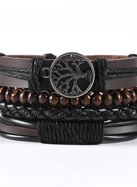 men's New woven leather boy bracelet man bangle 编织皮手链男