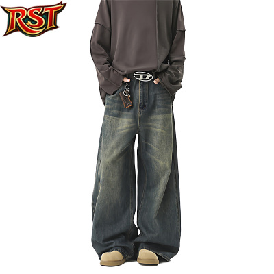 RST高街潮牌宽松阔腿牛仔裤