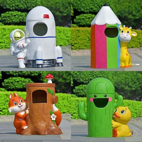 分类垃圾桶幼儿园玻璃钢卡通动物