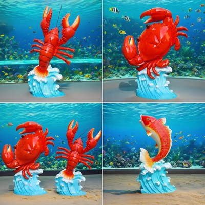 户外仿真螃蟹大闸蟹雕塑龙虾鱼海洋生物海洋馆海底观赏鱼缸大摆件