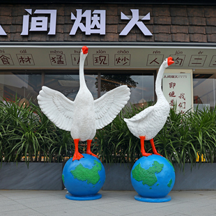 户外仿真大白鹅雕塑烧鸭烤鹅发光动物门店夜市农场装饰落地大摆件