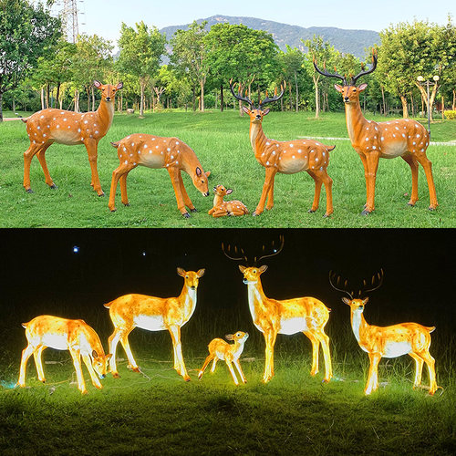 仿真梅花鹿玻璃钢雕塑户外庭院公园林小区草坪装饰品动物模型摆件