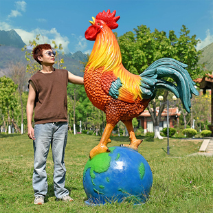 仿真大公鸡雕塑户外园林景观景区农场炒鸡店装饰发光动物模型摆件