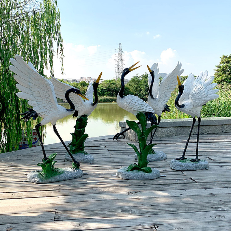 仿真仙鹤摆件花园庭院假山造景