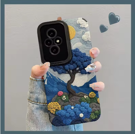 油画玫瑰花朵A54适用三星Galaxy A53手机壳A52S 竖纹 A73全包s22plus软A33创意s23ultra