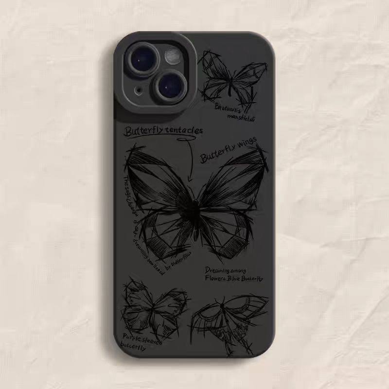 线条素描蝴蝶16 16pro适用苹果15plus手机壳iphone12promax套14/13/11/XSMA X瞳眼78创意,3C数码配件,手机保护套/壳,淘宝优惠券,粉丝福利购,淘宝优惠卷