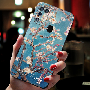 适用梵高浮雕三星M31手机壳samsung M51海底星空M31S软套全包