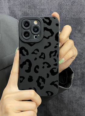 黑色豹纹适用苹果15plus手机壳iphone12promax套14/13/11/XSMA X瞳眼78性感个性