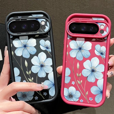 清雅蓝花10pro适用谷歌Google Pixel 9 Pro XL手机壳8A保护套7天眼阶纯色 跨境