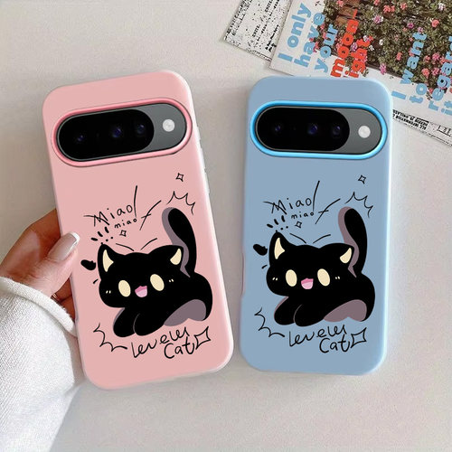 惊吓小黑猫适用谷歌PIXEL7/7A/8PRO手机壳9pro xl果冻二合一10