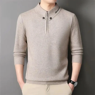 禾古川男装一天启店2025高品质男士长袖毛衣新款秋冬立领拉链高档