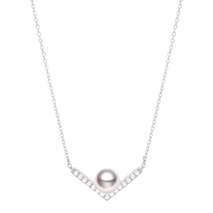 KEZ天然海水akoya珍珠项链锁骨链夏季新款V型设计时尚颈饰正品