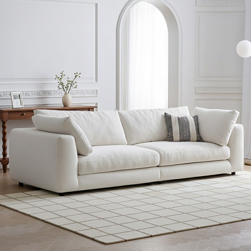 逢野/莱茵沙发轻法式奶油风小户型客厅可拆洗棉麻布艺直排沙发