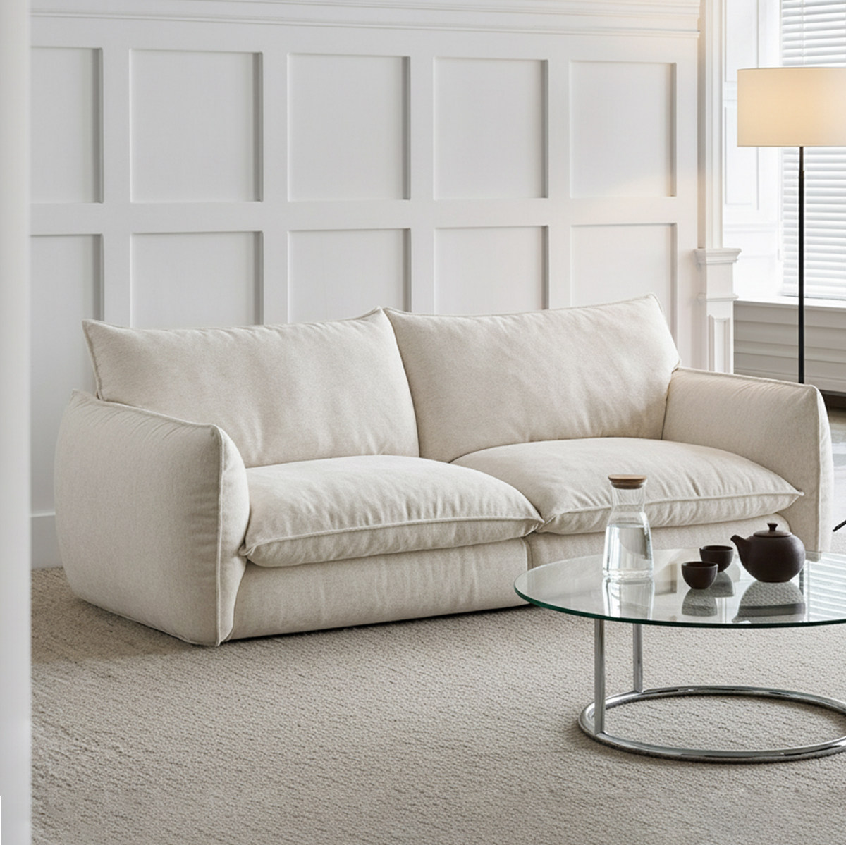 逢野/欧包沙发法式奶油风复古可拆洗现代简约客厅直排布艺沙发