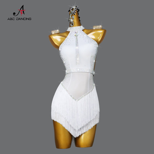 ABCDancing专业白色拉丁舞舞裙