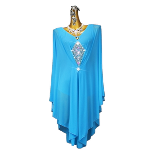 2026新款湖蓝拉丁舞比赛服装仙气黑池舞蹈表演出舞裙专业艺考solo