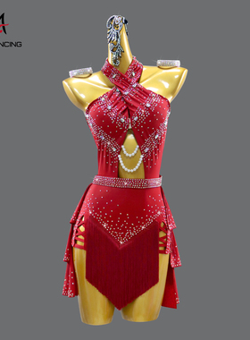 2026新款拉丁舞比赛花服高级舞蹈台连衣裙艺考服女士黑池14岁规定