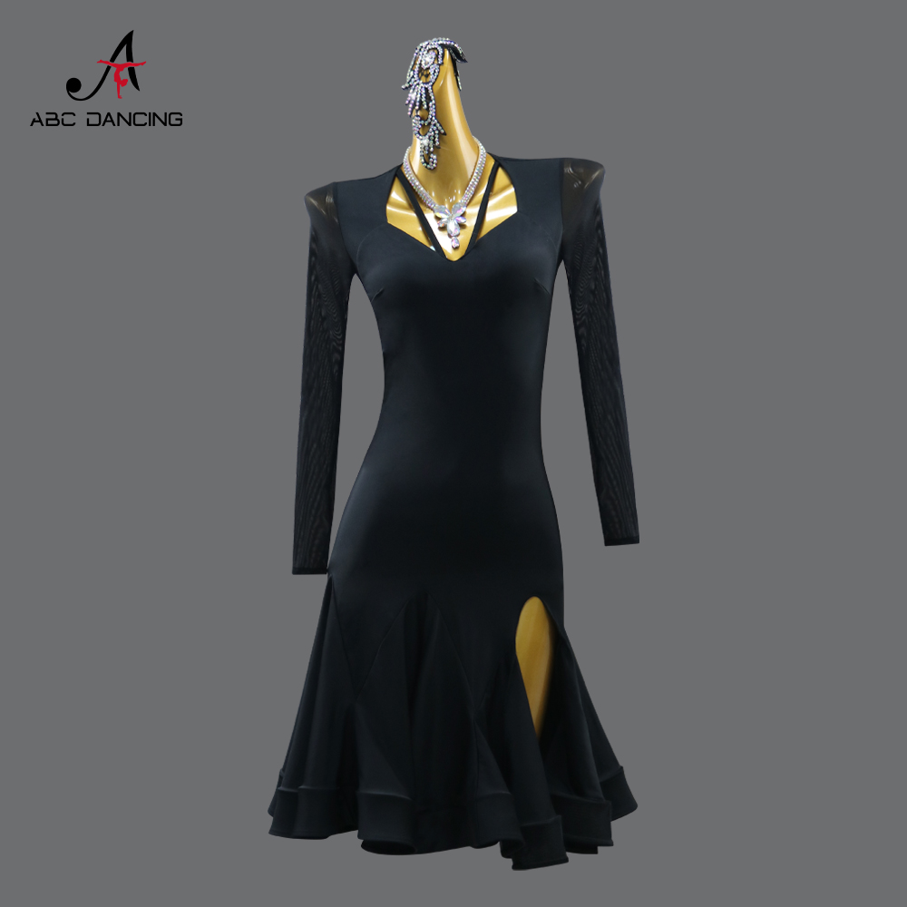2025专业黑色新款拉丁舞花服装