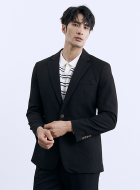 高级感痞帅男士西服外套优雅绅士 英伦商务免烫正装黑色西装单件