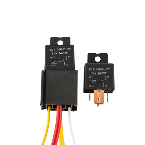 汽车继电器12V4脚带线座 80A大电流继电器24V 大灯空调改装带底座