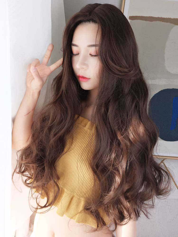 假发女长卷发自然蓬松大波浪中长发网红可爱时尚修脸逼真全头发套
