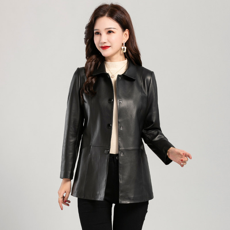 2025新款绵羊皮外套休闲海宁真皮衣妈妈气质短款收腰秋冬女夹克,女装/女士精品,皮衣,淘宝优惠券,粉丝福利购,淘宝优惠卷