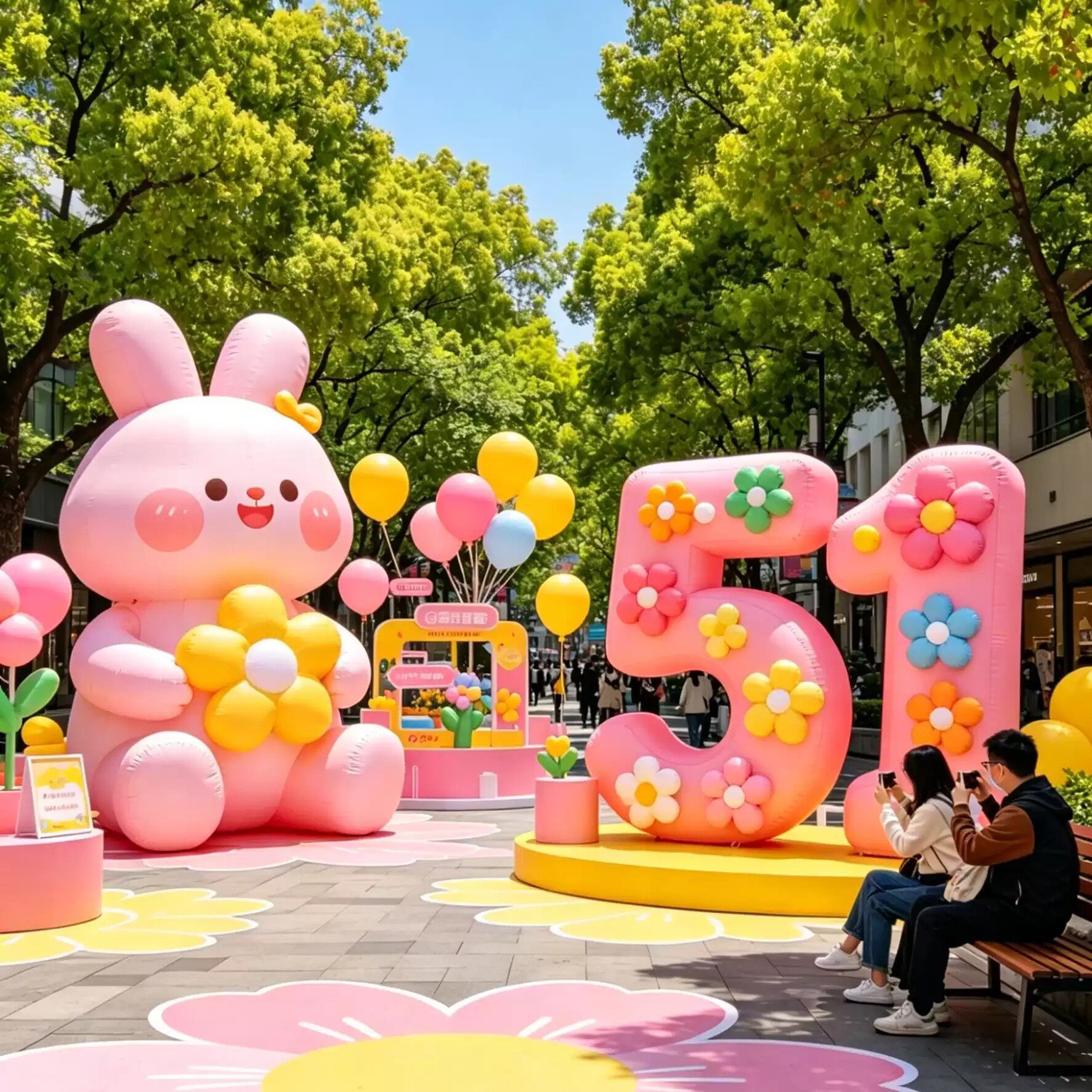 五一劳动节户外充气卡通娃娃兔子水果人偶气模定制氛围装饰道具